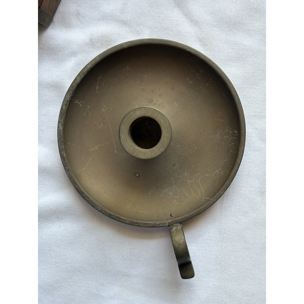Vintage Brass Chamberstick Candle Holder with Finger Loop-Colonial Revival Décor